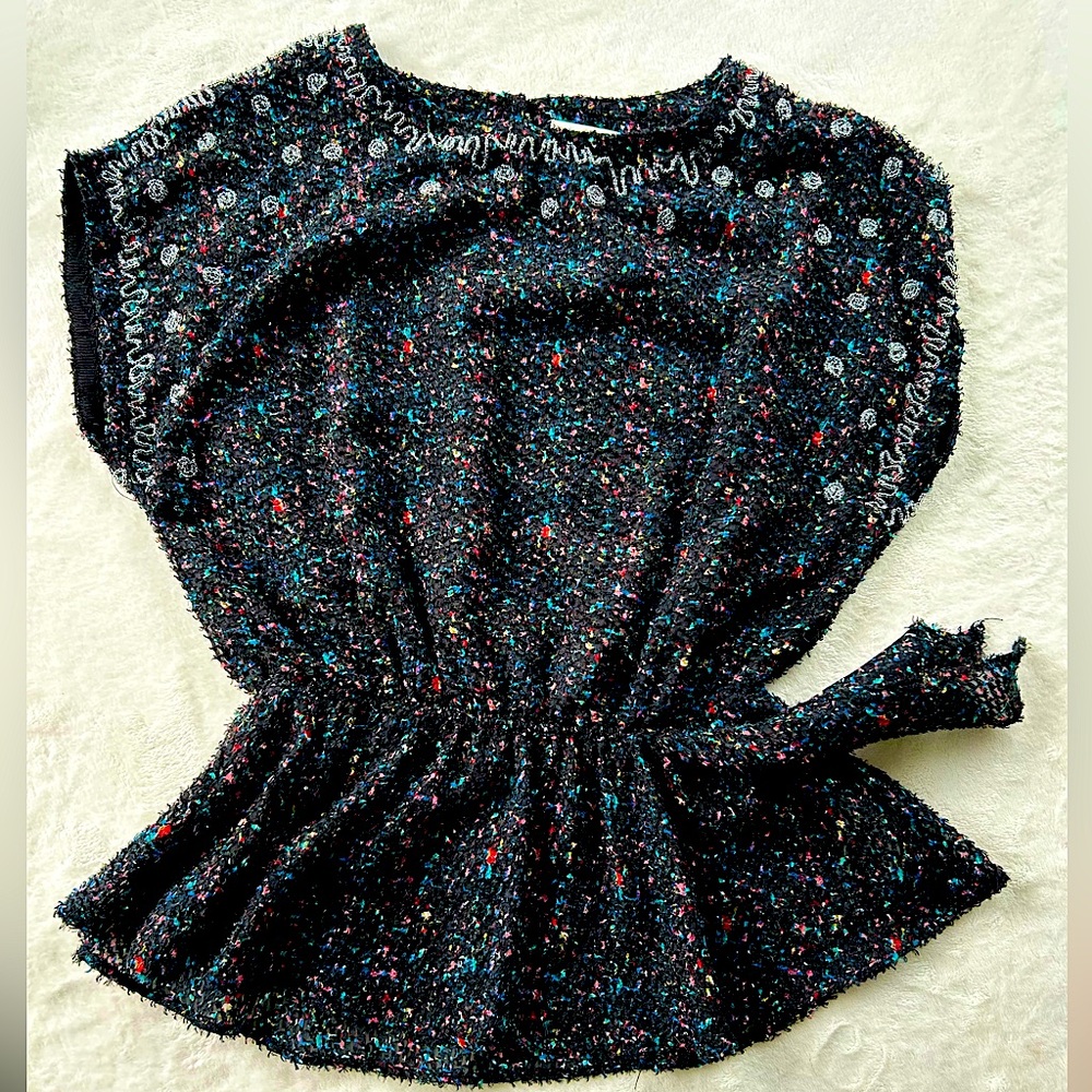 ISANI Anthropologie Saturnalia Beaded Confetti Sheer Sleeveless Blouse Sz XS